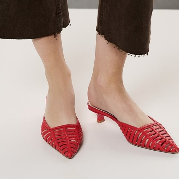 Franco Sarto Shoes - ❤️🔹️Franco Sarto🔹️ Red  Faux Leather Strappy Marlina Heeled Mules